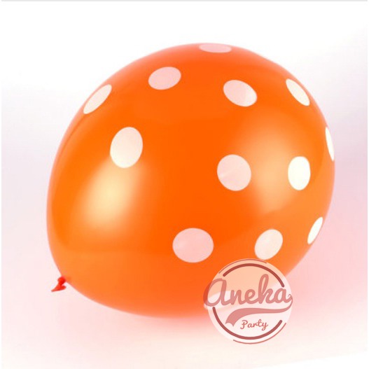 balon latex polkadot orange / balon karet polkadot orange / balon doff motif polkadot orange