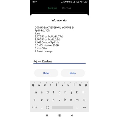 Kartu Combo sakti cantik 4gb combo RP.10.000, 10gb:25rb