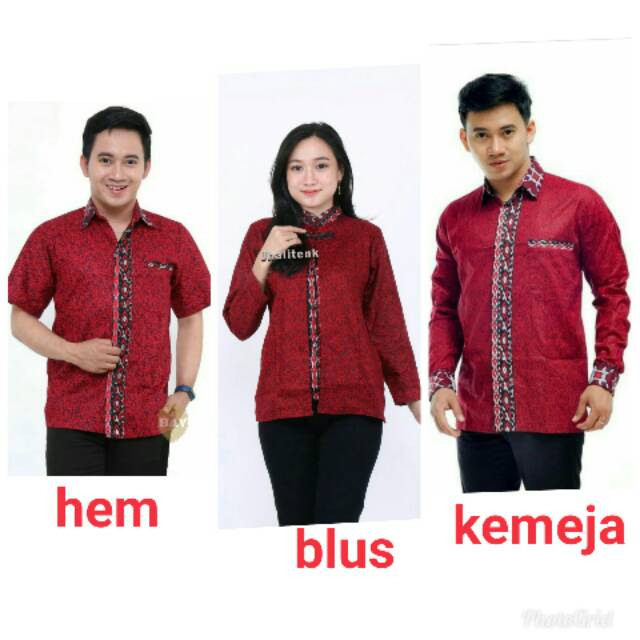 Kemeja batik mega mendung lengan panjang seragam kantor