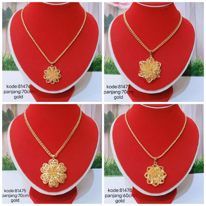 KALUNG HIJAB DAN LIONTIN TITANIUM LAPIS EMAS PANJANG 60CM-70CM