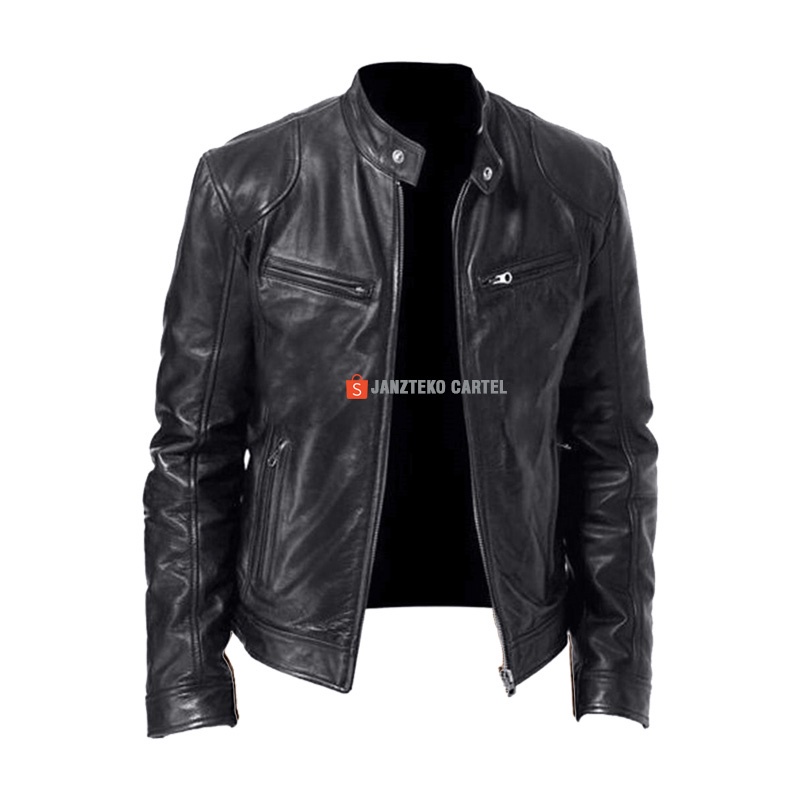 BAYAR DI TEMPAT - Jaket Leather Pria Motor Touring Racing Tebal Bahan Semi Kulit Sintetis Viena Asli Garut Premium Original Cowok Remaja Dewasa Laki Laki Warna Hitam Coklat Size M-XXL