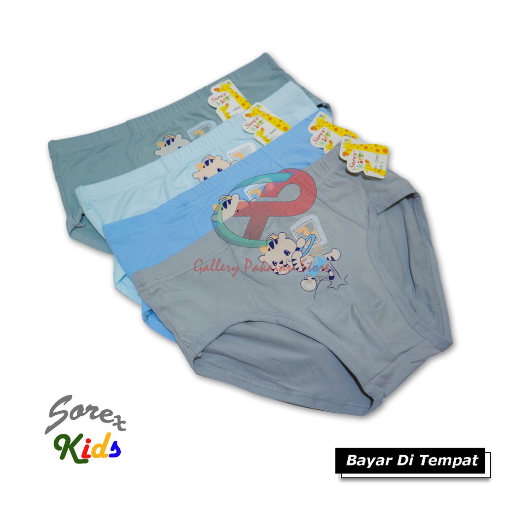 Sorex Kids Celana Dalam anak pria isi 6 pcs size M/L/XL usia 4-10 th bahan katun super soft terlaris