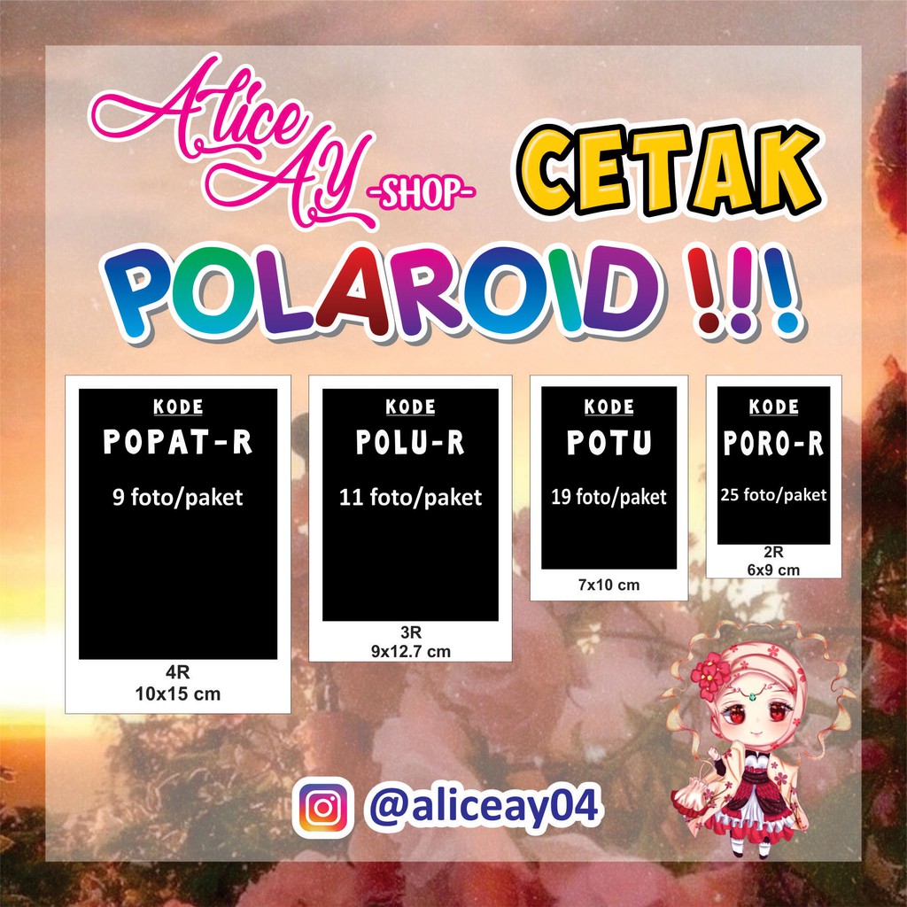 Cetak Foto / Foto Polaroid / Foto Tumblr CUSTOM Gambar suka-suka