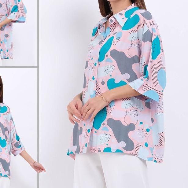 ✽ BAJU KEMEJA 2038 LD 122 cm BIG SIZE JUMBO Baju WANITA GEMUK IBU HAMIL MENYUSUI XXL XXXL MODIS ELEG