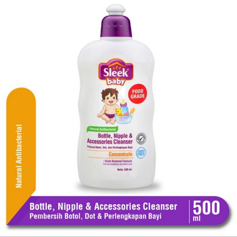 Sleek Bottle, Nipple, And Baby Accessories Cleanser 500ml sabun pencuci cuci botol dot bayi Makassar