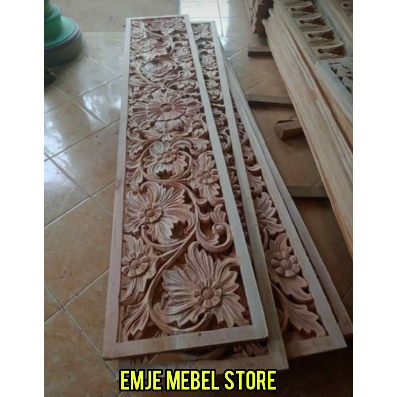 Jual Ukir Lis Plang Ornamen Kayu Mahoni Solid Ukiran Dinding Jalosi