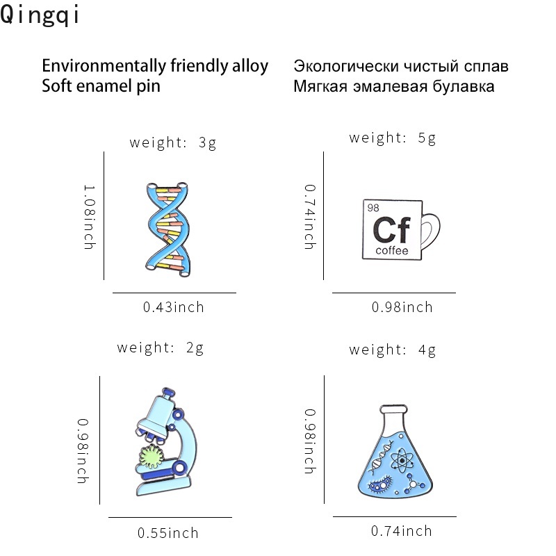 Bros Pin Enamel Desain Kartun Beaker Mikroskop Gene Untuk Anak