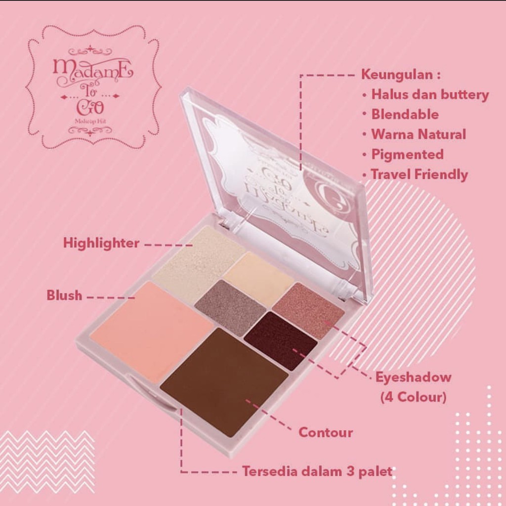 MADAME GIE Face Palette | To Go | GETAWAY Make Up Kit | Complete | Take 5 Palet Wajah Eyeshadow