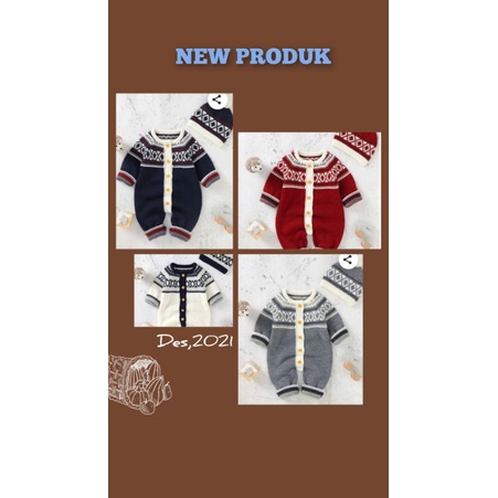 BAJU KOKO BAYI/BAJU UNISEX/JUMPER BAYI KUPLUK/ROMPER KUPLUK/Jumper Rajut Anak Bayi Lucu 0-12 bln UNISEX/Baju kodok/Jumper bayi perempuan/Jumper bayi laki-laki-1