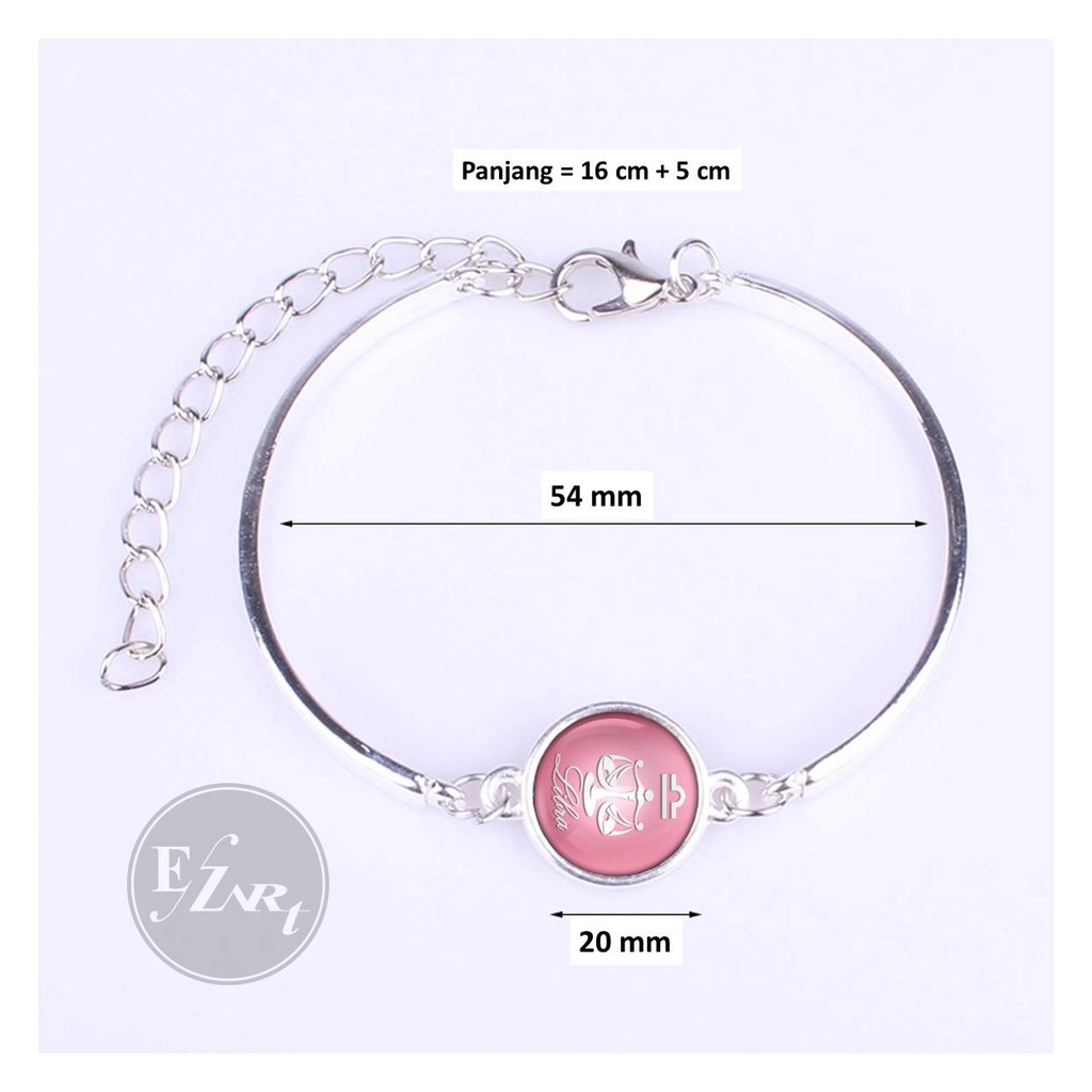 TERBARU! TEMA PINK GELANG ZODIAK BANGLE KONSTELASI 12 ZODIAC HOROSCOPE STAINLESS STEEL UNTUK WANITA