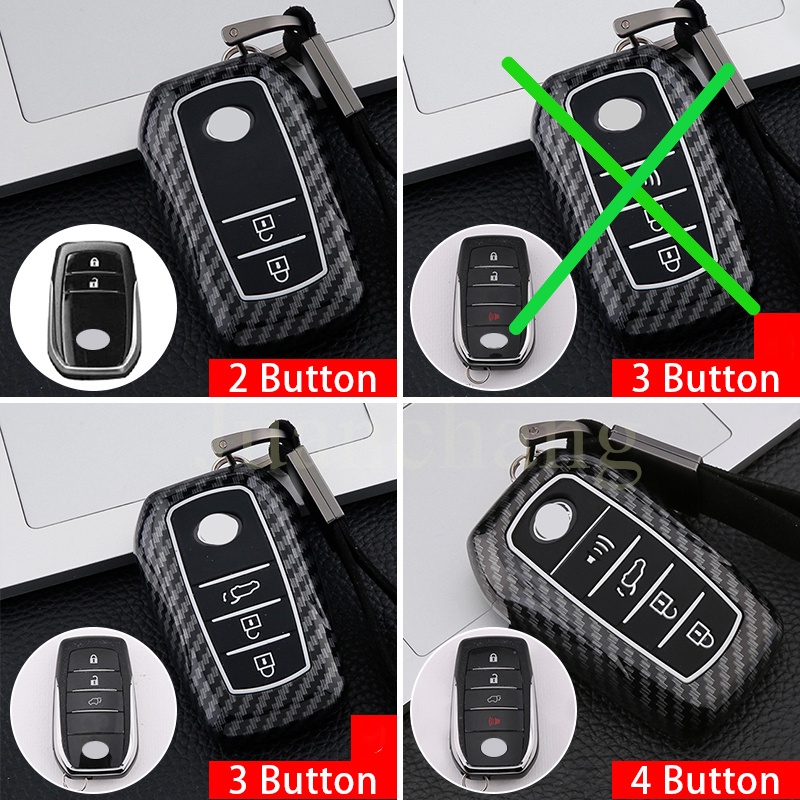 CAMRY Case Remote Kunci Mobil Bahan ABS Carbon fiber Untuk Toyota Corolla Rav4 Highlander Fortuner Hilux Land Cruiser Innova PRADO Rav4 Auris Avensis