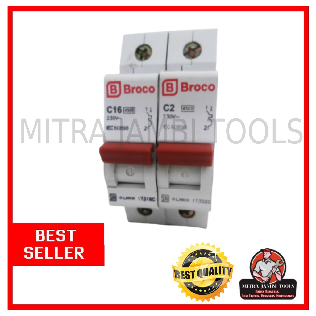 MCB PLN BROCO PEMUTUS LISTRIK MINIATUR CIRCUIT 16A / 2A