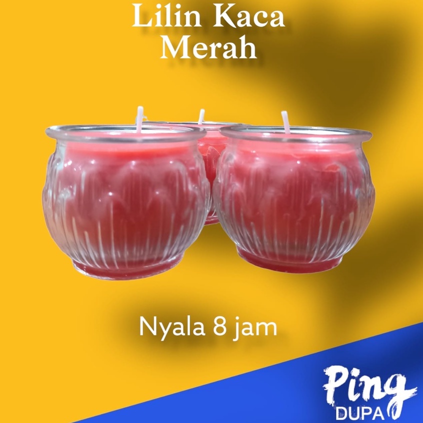 Lilin Gelas Kaca Teratai Lilin Lianhua Kaca Lilin Lotus Lilin Sembahyang Warna Merah Durasi 20 Jam Kualitas Import