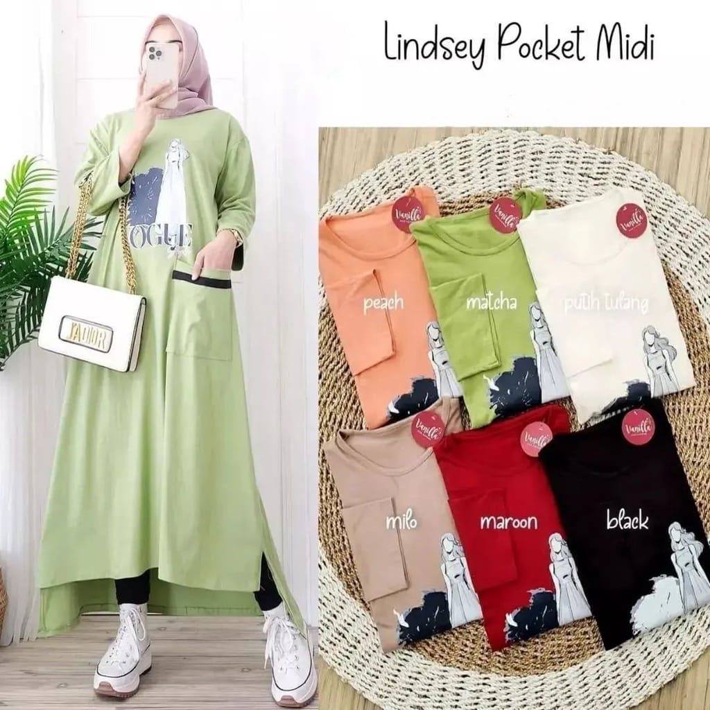 LINDSEY POCKET MIDI DRESS BO BAHAN COMBED UKURAN M L XL XXL PANJANG BAJU 102 - 118 CM Midi Dress Wanita Jumbo hitam Outfit Casual Wanita Midi Dress Combed 24s gamis terbaru 2022