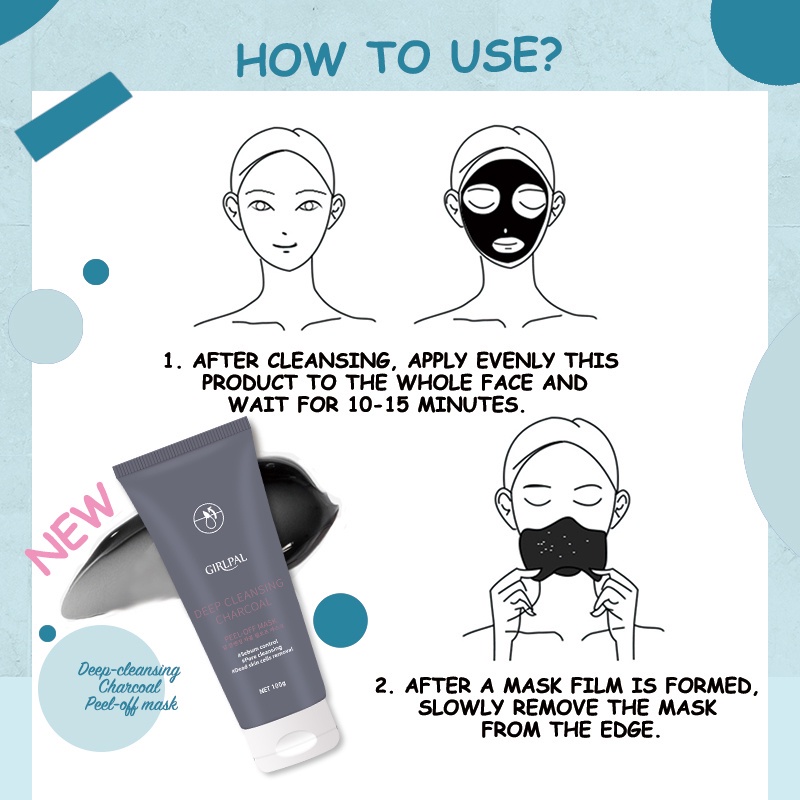 GIRLPAL DEEP CLEANSING CHARCOAL PEEL-OFF MASK Blackhead Remover Mask Wajah ​Hidung - Pembersih Komedo Oil Control Face Mask 100g