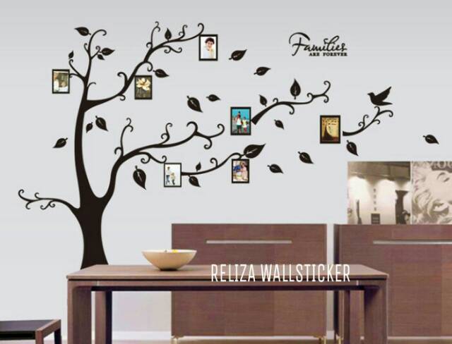 RELIZA WALL STICKER / STIKER DINDING POHON BINGKAI FOTO HITAM FRAME TREE Wallsticker AY9063A