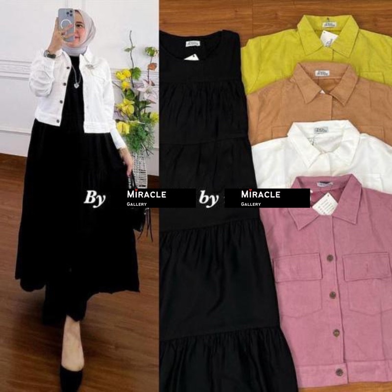 LOUIE MAXY SET 2IN1(KANTONG KANCING)-INER MAXY RAYON TWILL OUTER CODORAY/MAXY DRESS LOUIE SET