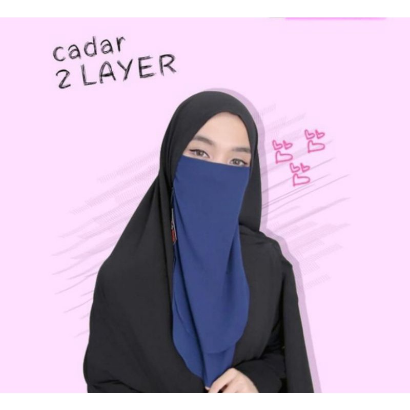 CADAR TALI 2 LAYER/CADAR NIQAB TANPA JAHITAN BAWAH MATA