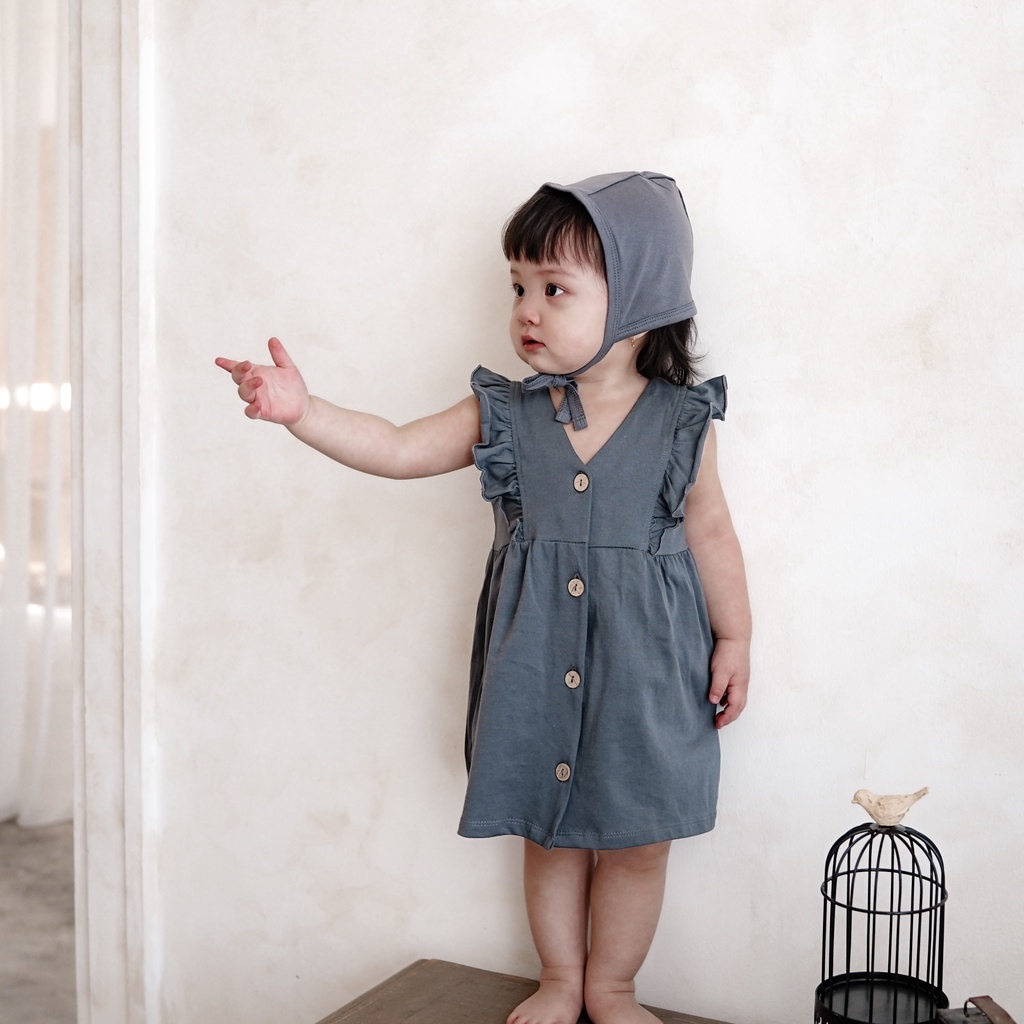 Bohobaby Febe Dress 3-4Y/Bohopanna Gaun Terusan Anak Bayi/Baju Dress Ruffle Set Celana Pendek-7