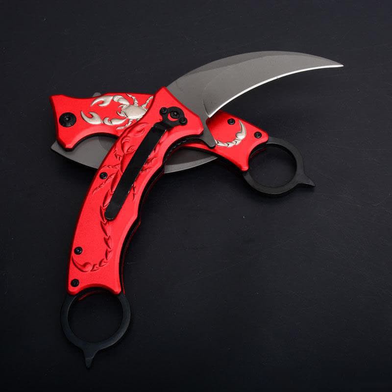 Super Sale PISAU LIPAT KERAMBIT F92 RED SCORPION FOLDING KNIFE SURVIVAL