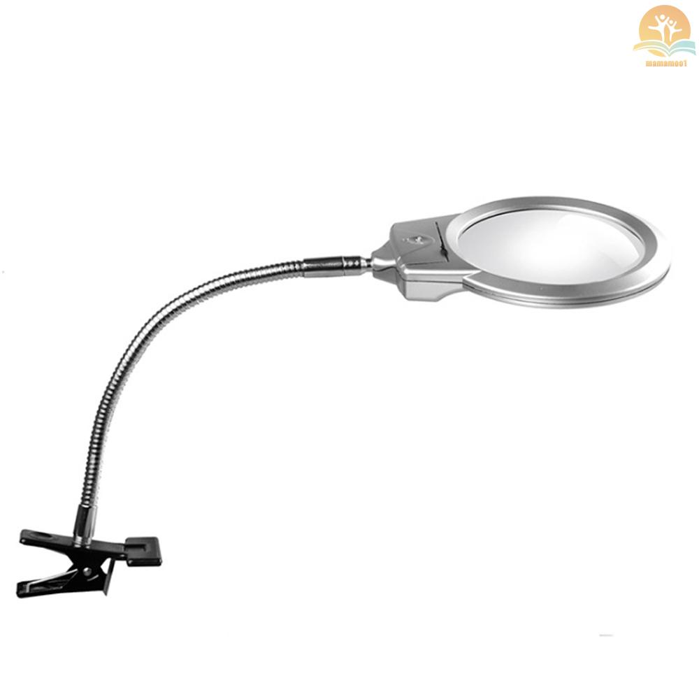 Pro Flexible Hands Free Magnifying Glass Desk Lamp Bright LED Light Magnifier with Clamp for Reading Diamond Painting