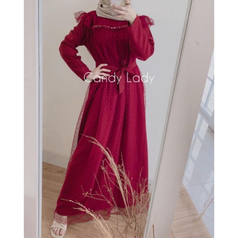 Marbela Dress Maxy / Gaun Pesta Kondangan / Gamis Dress maxy tile doty Brukat / Fashion Muslim Wanit