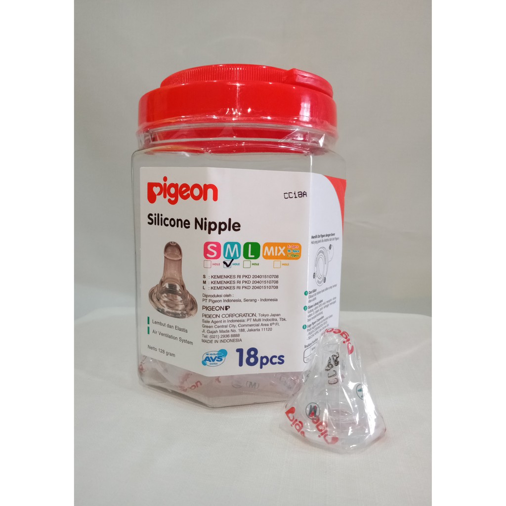 Pigeon Silicone Nipple Toples isi 18pcs /S/M/L/popokcibarusah