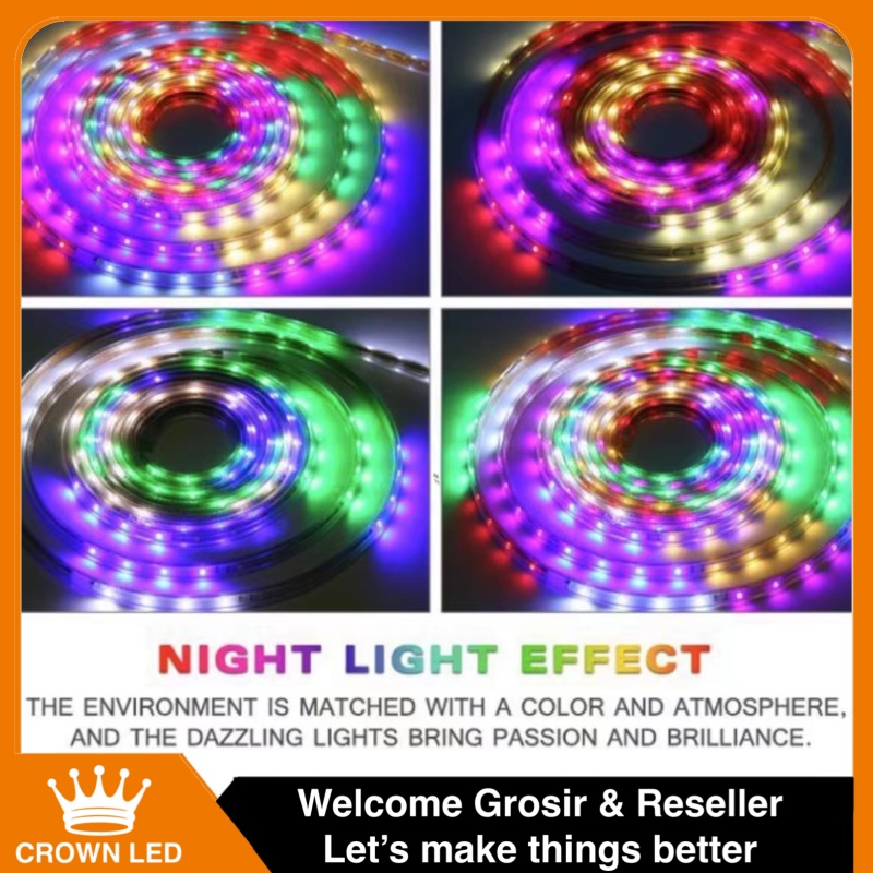 Lampu LED STRIP 3528 2835 220v 10METER 5050 OUTDOOR &amp; INDOOR STRIP SELANG RGB