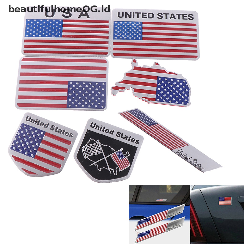 1pc Stiker Emblem / Badge Motif Bendera Amerika Bahan Alloy Untuk Mobil / Motor