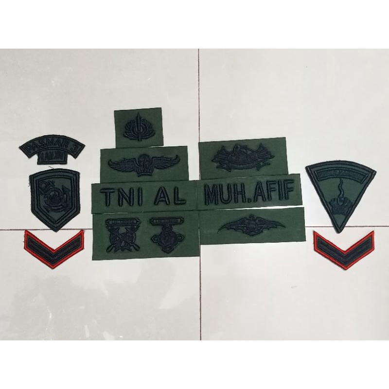 Atribut pdl TNI / brivet pdl  marinir lengkap timbul