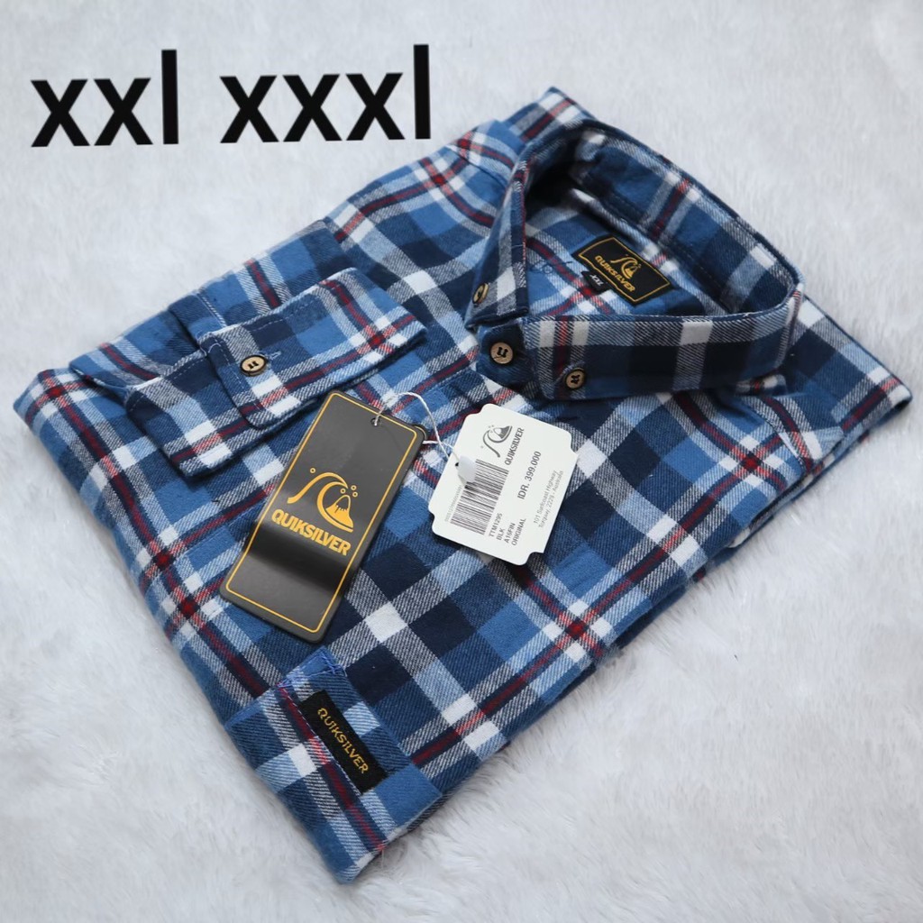 Kemeja flanel Quicksilver XXL XXXL lengan panjang - kemeja pria - kemeja kekinian