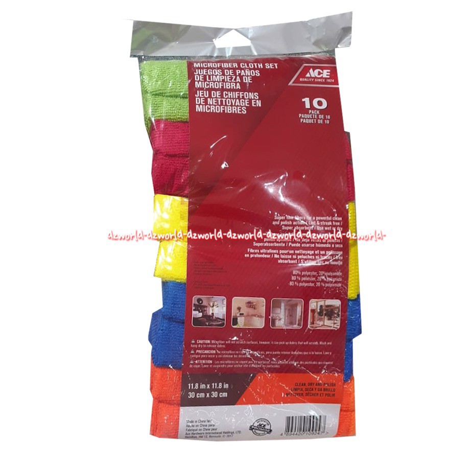 Ace Multi Purpose Kain Lap Microfiber Serbaguna Cepat Kering Isi 10pcs Pro Clean Lap Multifungsi Pro Clin Multipurpose Cloth