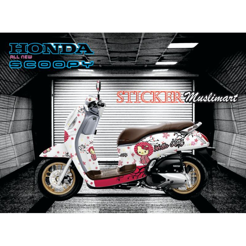 Decal Sticker All New Scoopy 2021 HK Putih pink