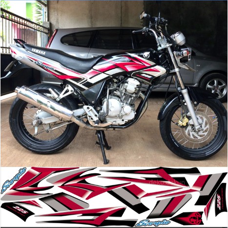 Sticker Cutting Yamaha - Striping Scorpio G Hitam Merah 2004
