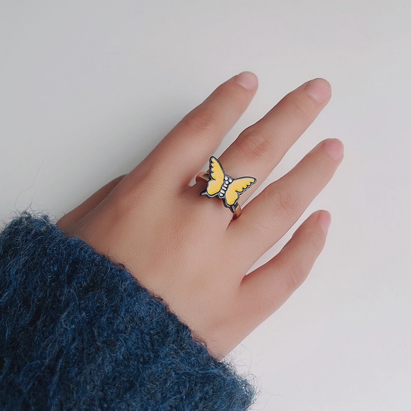 Fancyqube Cincin Fidget Spinner Model Butterfly Dan Bunga Aster Dapat Disesuaikan Untuk Wanita