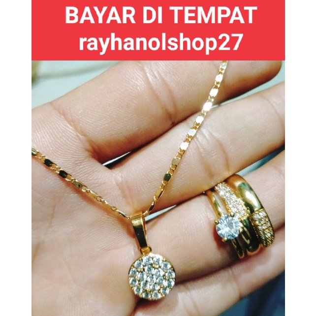 PERHIASAN WANITA KALUNG FREE CINCIN LAPIS EMAS 24