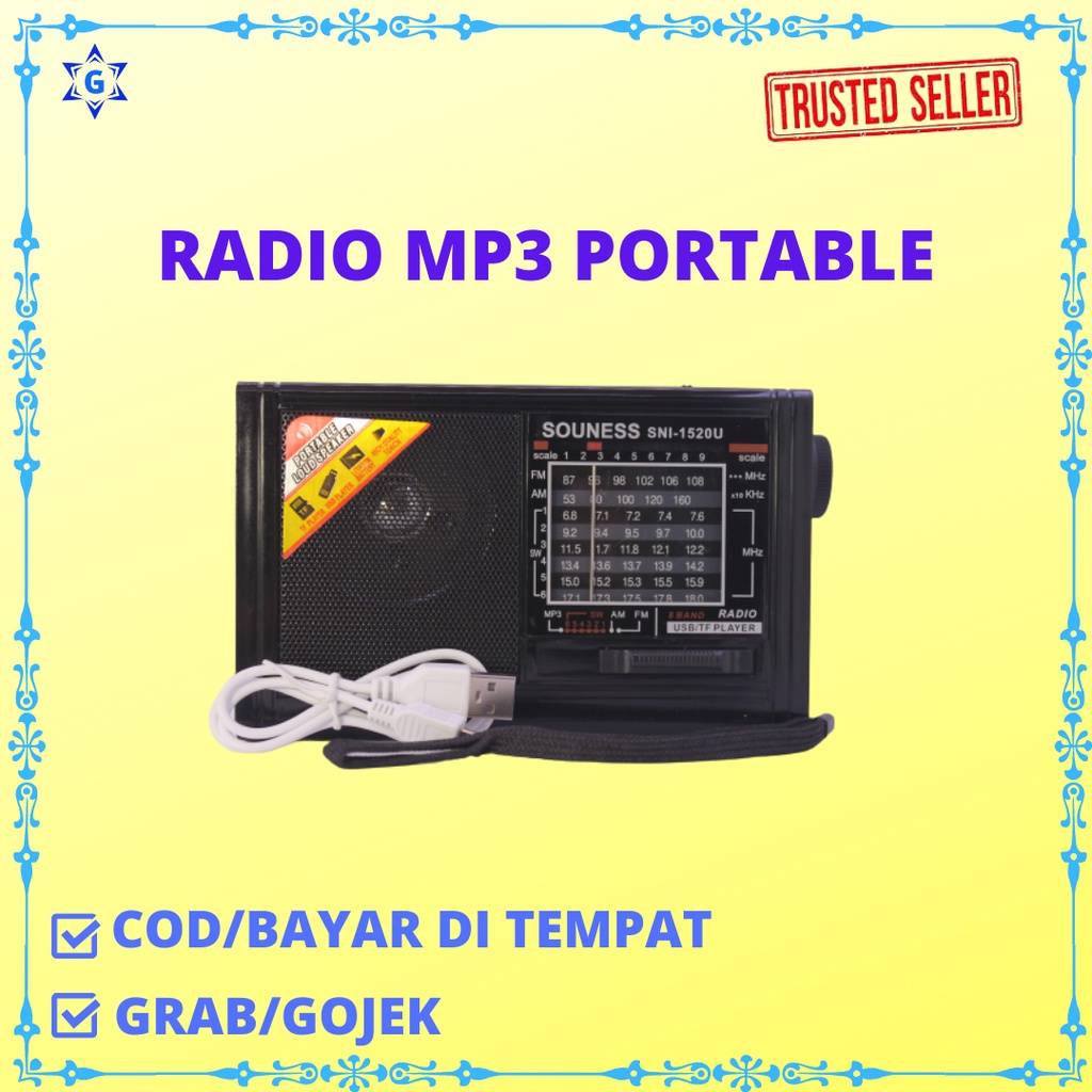 RADIO SOUNESS SNI 1520 USB MP3 LAMPU AM FM PORTABLE BISA CHARGE