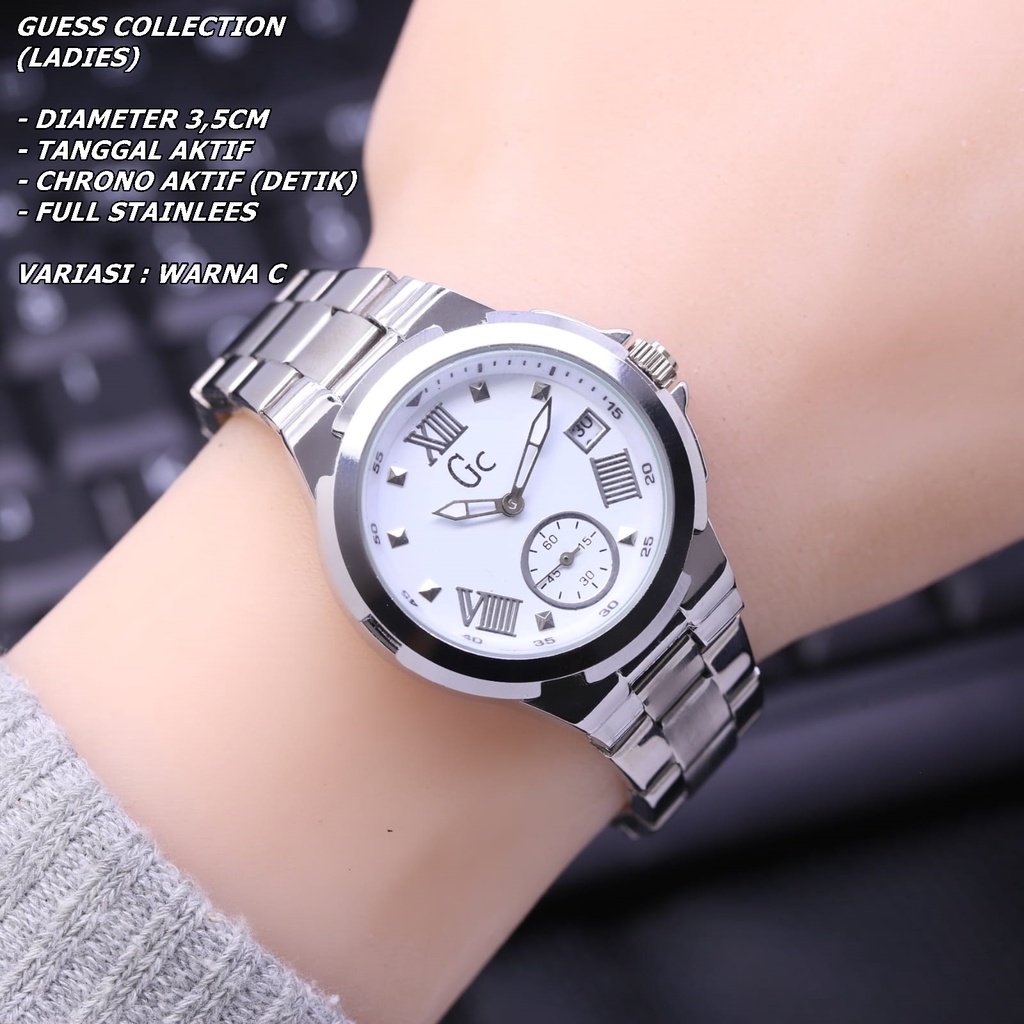 JAM TANGAN WANITA GC RANTAI BODY BULAT TANGGAL &amp; CHRONO AKTIF