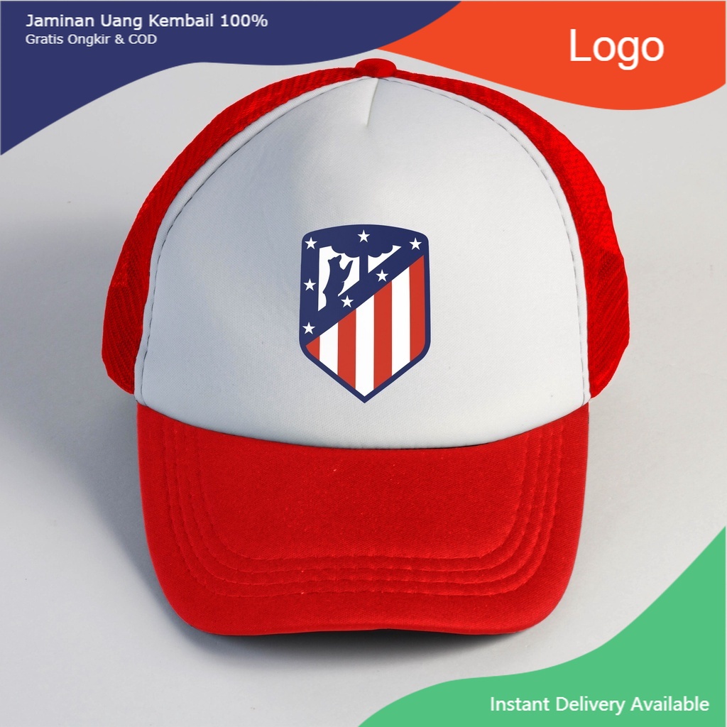 Topi Atletico Madrid / Topi Trucker / Logo Club Atletico Madrid / Topi Sablon joeragants