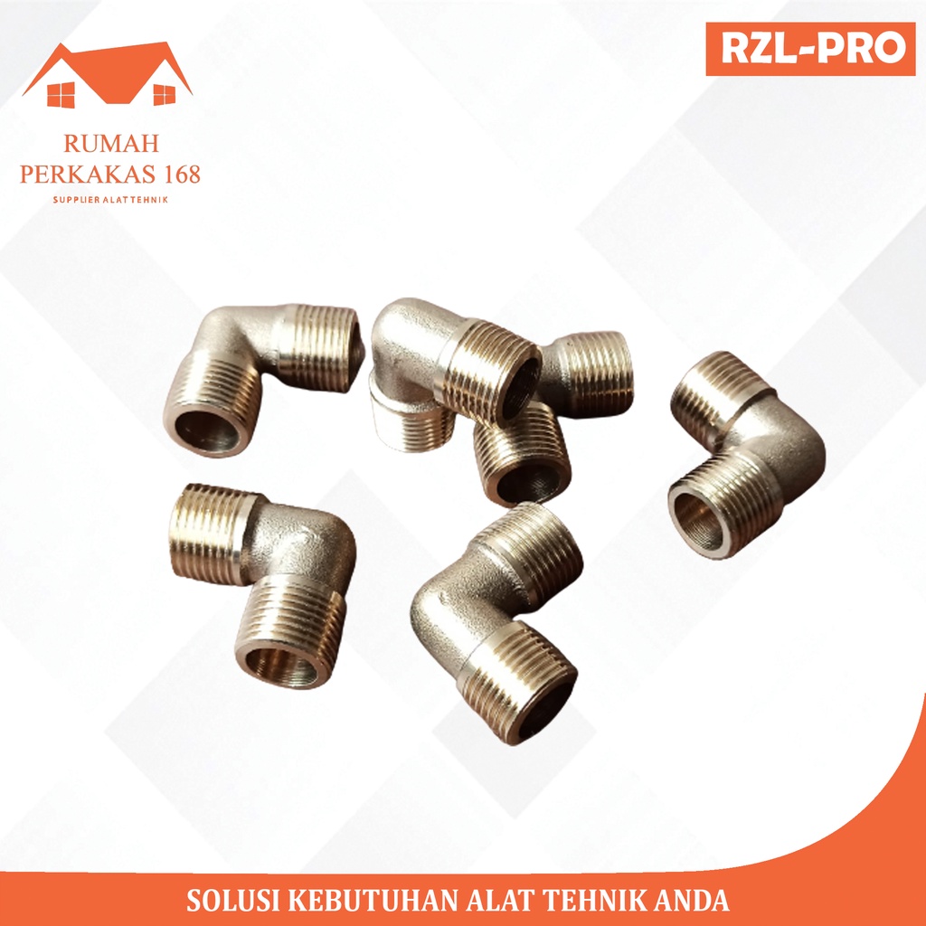 KNEE L KUNINGAN 1/4" DRAT LUAR