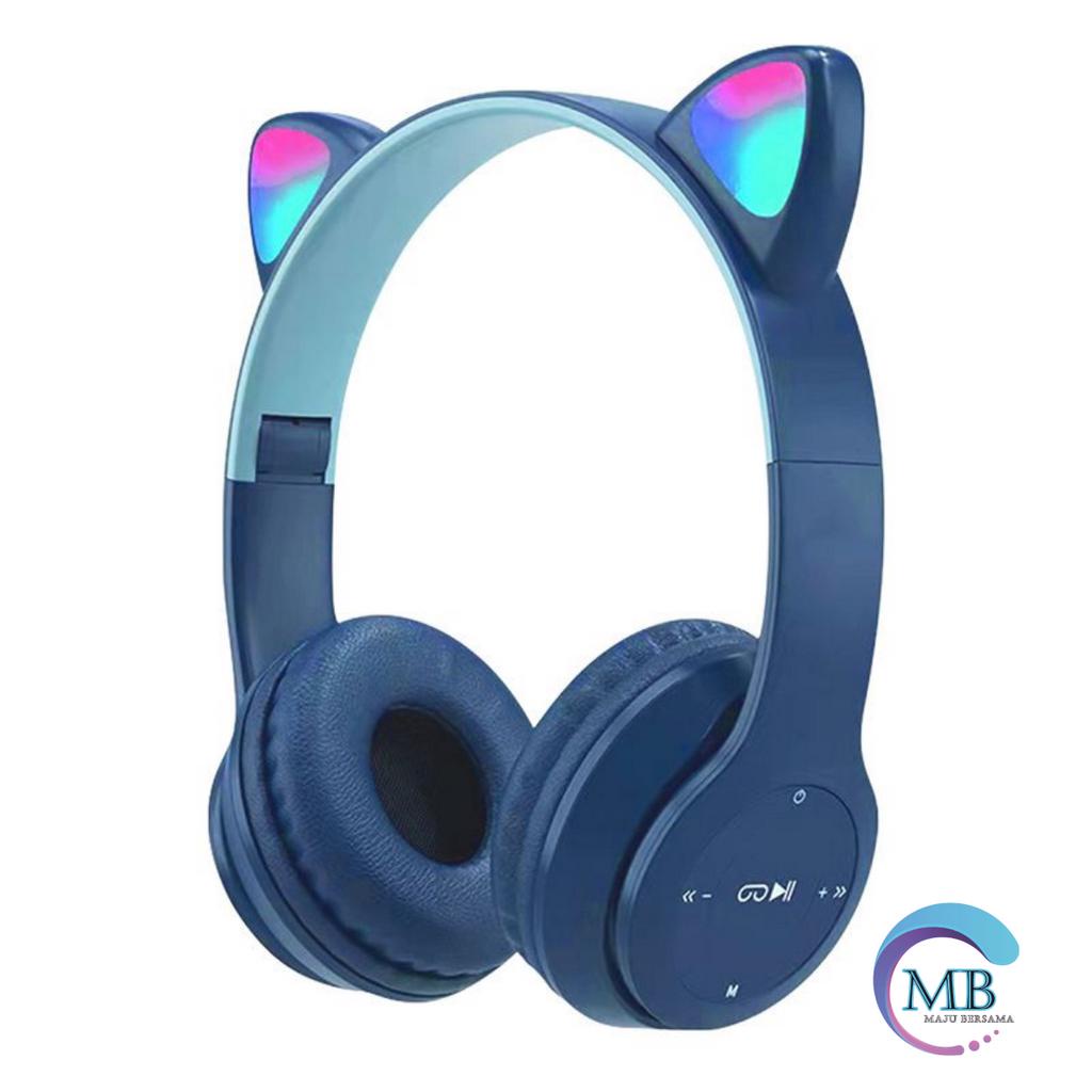 CAT EARS HEADSET headphone Hf bando telinga kucing P47m LED BANDO BLUETOOTH wireles RGB GAME HEADSET G-P47M LED WIRELESS super BASS MB4823