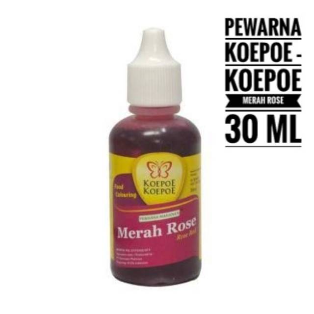 Pewarna Makanan Minuman Pudding Jajan Pasar Koepoe Kupu Merah Rose 30 ml