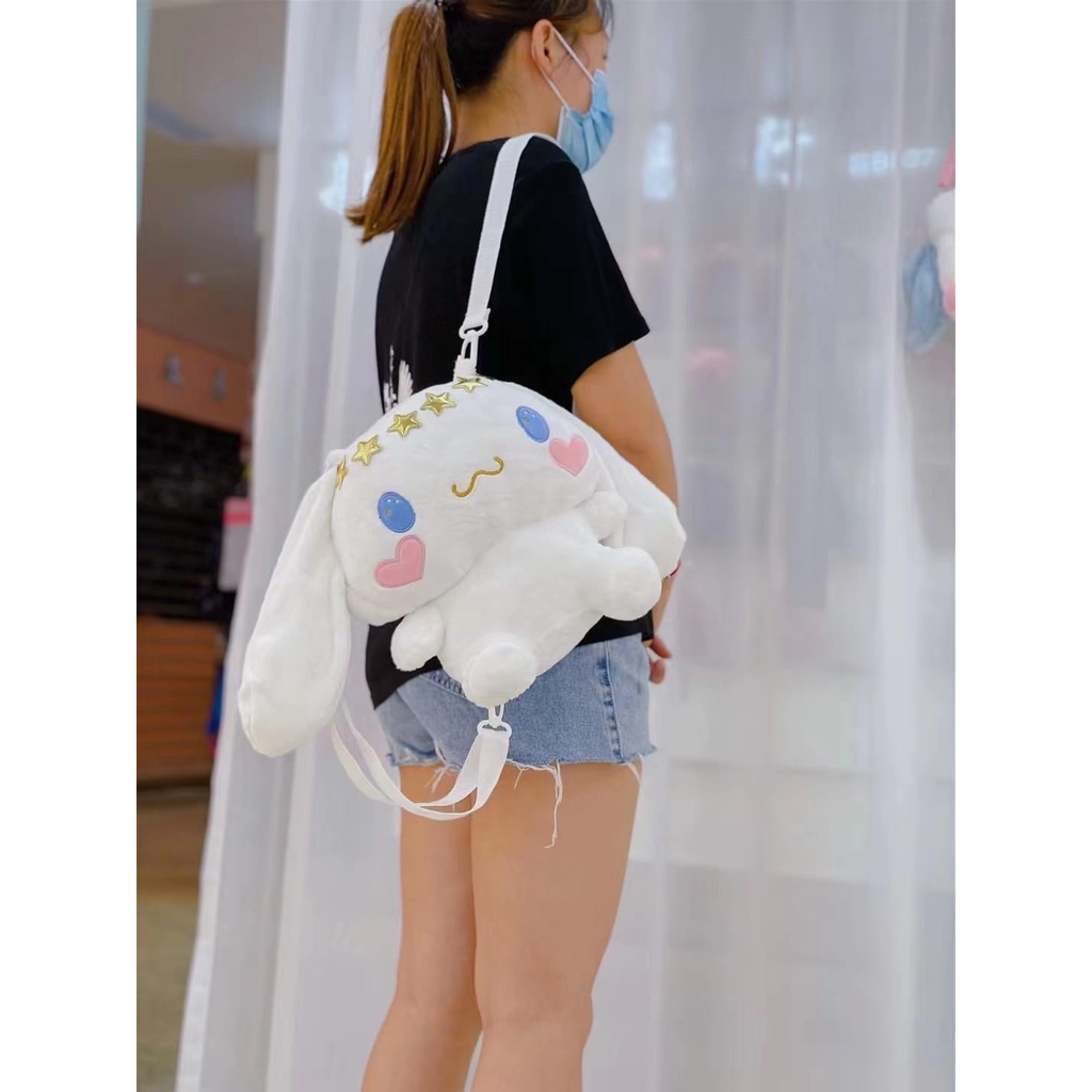 Tas 2in1  Ransel dan Slempang  Boneka Cartoon Hellokitty Melody Kuromi Cinnamorol Bahan Plush Model Back Pack