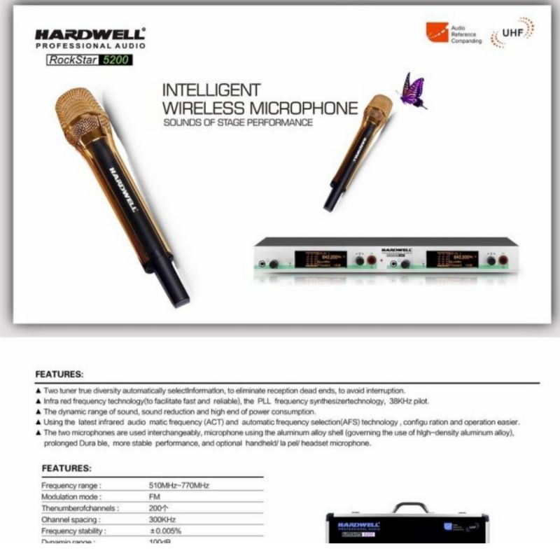 Mic wireless HARDWELL ROCKSTAR 5200 Dual Mic GOLD EDITION ORIGINAL