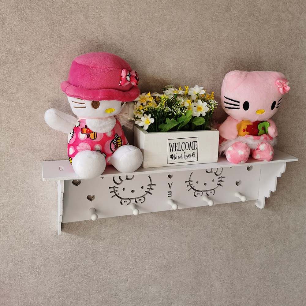 Rak Dinding Hello Kitty Rak Gantung Vintage Rak Bunga Tempat Bingkai Foto (NEW dengan 5 kapstok)