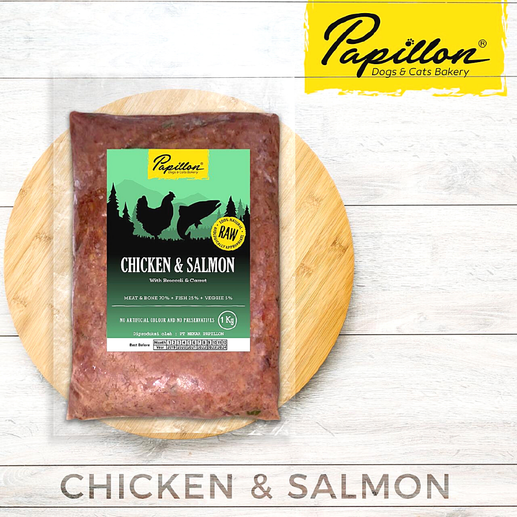 

PAPILLON Makanan Anjing RAW Chicken and Salmon 1kg