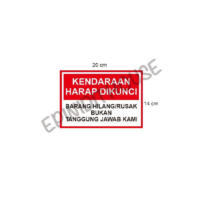 

Stiker Vinyl Kendaraan Harap Dikunci Sign Minimarket Toko Cafe Restoran