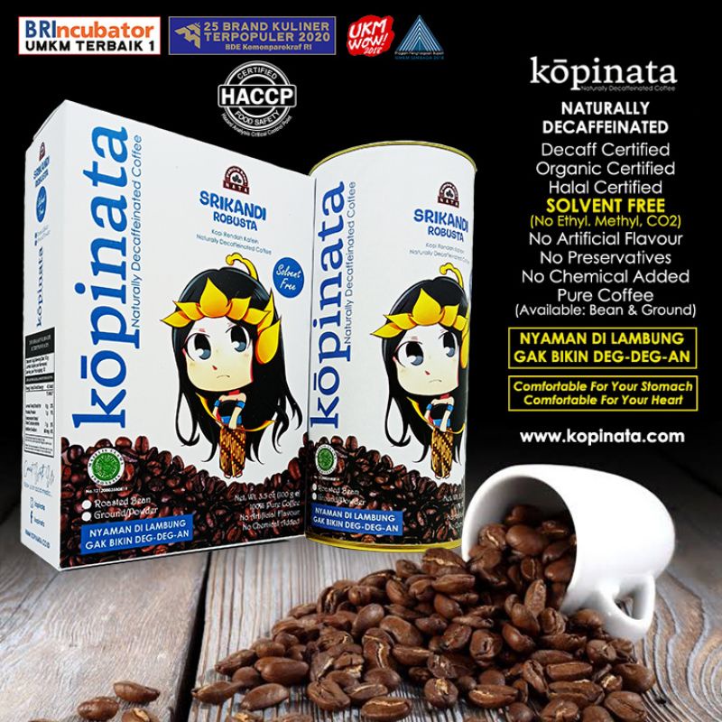 

kopi rendah kafein decaffeinated kopinata robusta srikandi