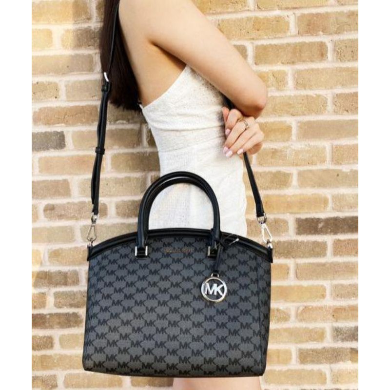 MK YARA LARGE SATCHELSIGNATURE BLACK