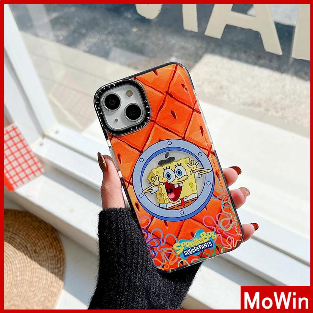 Soft Case Silikon Tebal Transparan Shockproof Motif SpongeBob SquarePants Untuk iPhone 13 Pro Max 12 Pro Max 11 7 Plus